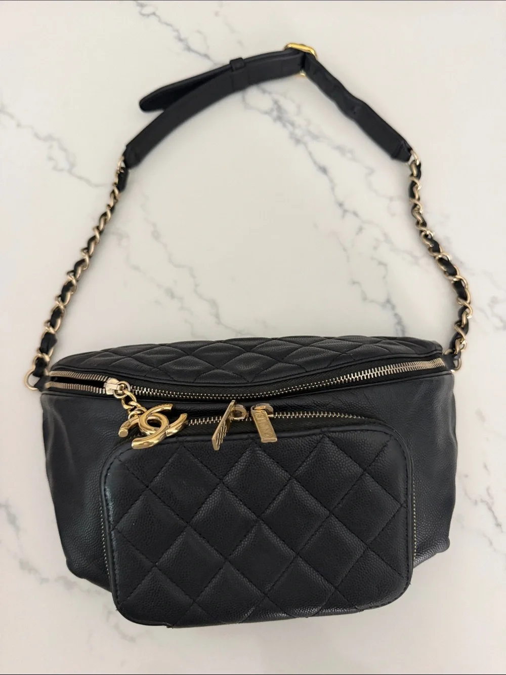 Chanel business Affinity caviar leather waist bag/ crossbody/ shoulder bag